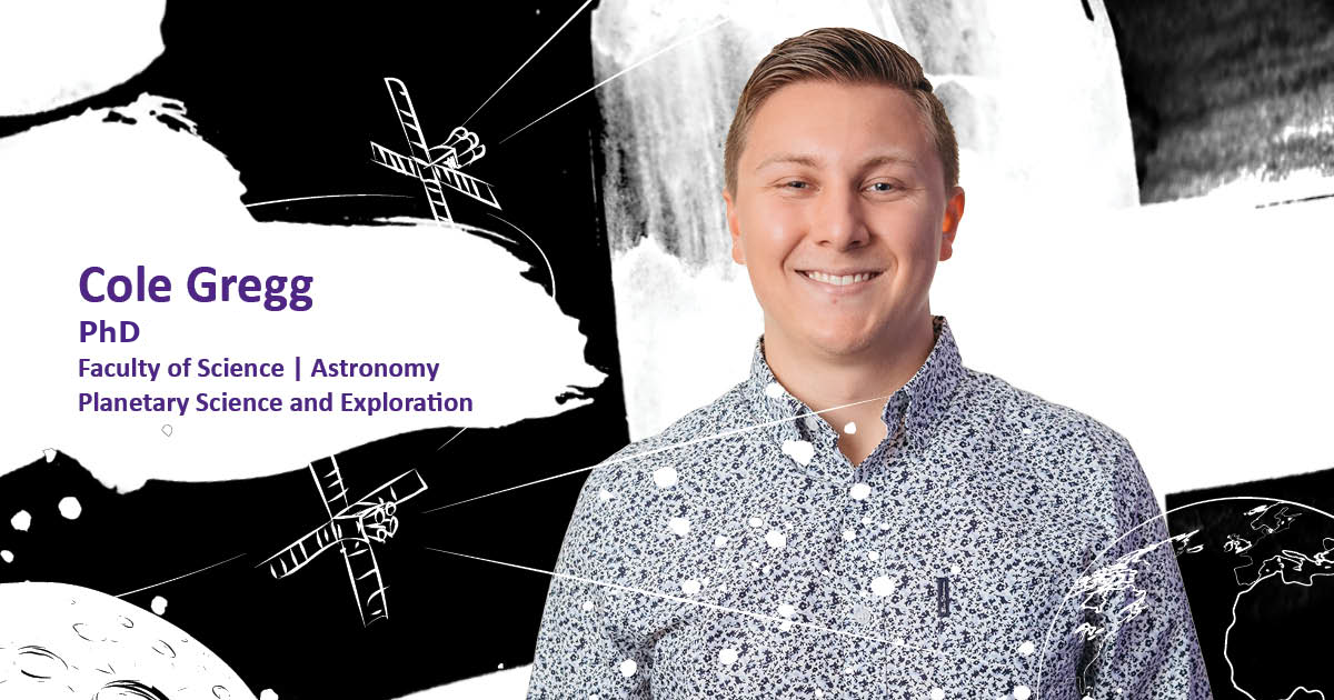 Illustrated banner portrait of Cole Gregg